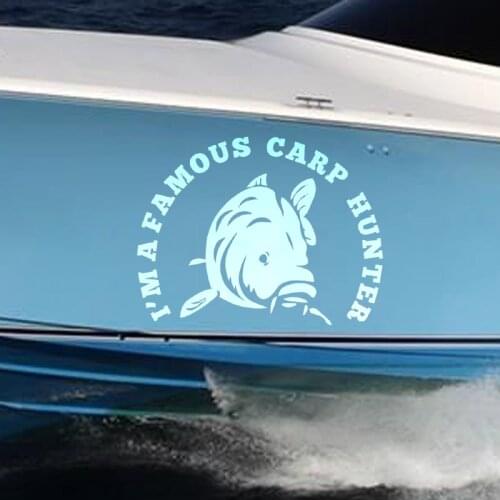 Carp Hunter Decal Go Fishing Sticker Bucket Tackle Shop Fishhook Fish Tank Boat Box Car Vinyl Fishing1003