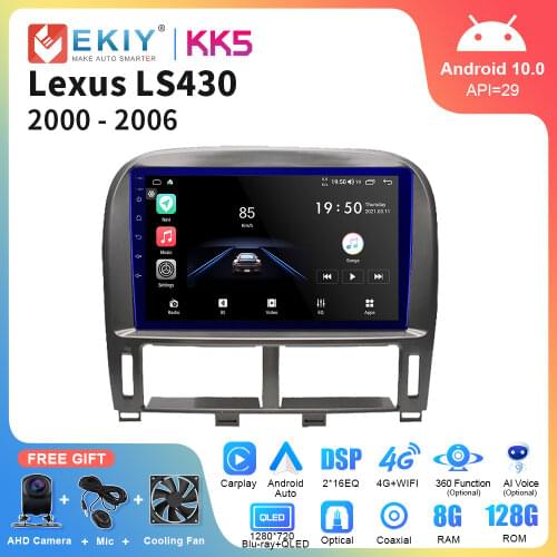 EKIY 1280*720P QLED Android 10 Radio Tape Recorder For Lexus Ls430 2003-2006 6G 128G GPS Navi Car Multimedia Player Head Unit