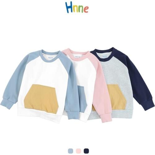 Hnne 2021 Spring New Raglan sleeve Hoodies Kids Contrast Color Unisex Boys Girls Pullover Childrens Sweatshirts HJ151284