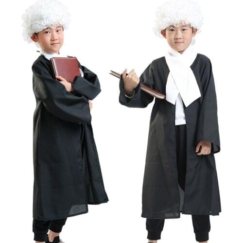 Halloween Kids Performance Cosplay Costumes Children Lawyer Clothing Coats Kindergarten Occupation Judge Robes Stage Party Dress