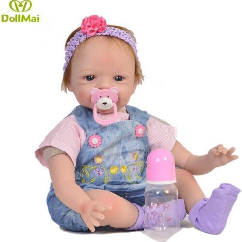 Reborn Baby dolls 22inch 55cm Girl bb reborn silicone dolls toys for child birthday gift soft touch cloth doll reborn menina