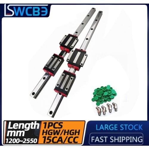 Fast deliver CNC square guide linear rail 1PC HGR15 +1 PCS HGH15CA /HGW15CC carriage slides for CNC