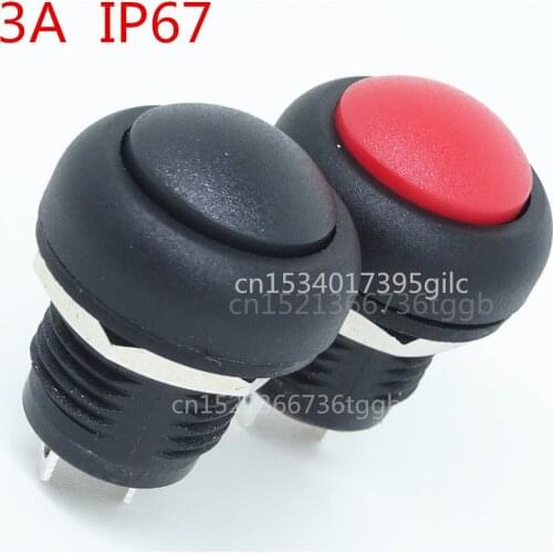 Small 3A waterproof push button switch outdoor high waterproof switch 12mm arc switch ultra-thin self-locking