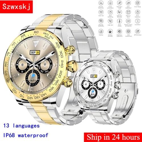AW13 Smart Watch Men Business Watch 1.3" Screen 24 Hours Heart Rate Stainless Steel Strap IP68 Waterproof Stopwatch Countdown