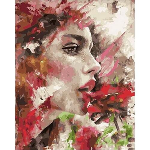 Frameless diy paintings by numbers paint by numbers for home decor PBN for living room 405cm0 lady with rose