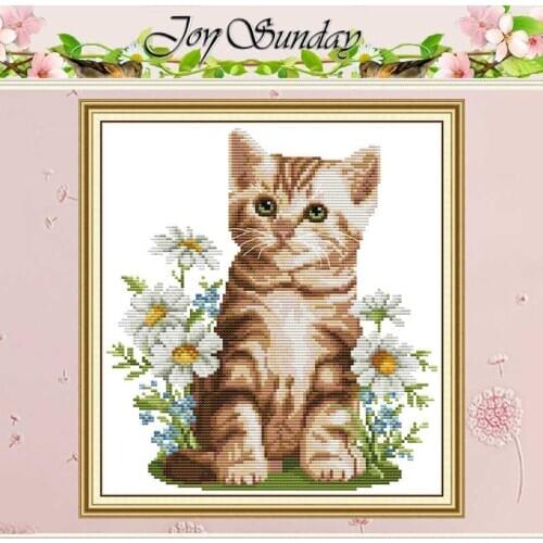 Cat And Flowers Animals Counted Cross Stitch 11CT Printed 14CT Cross Stitch Sets Chinese Cross-stitch Kits Embroidery Needlework