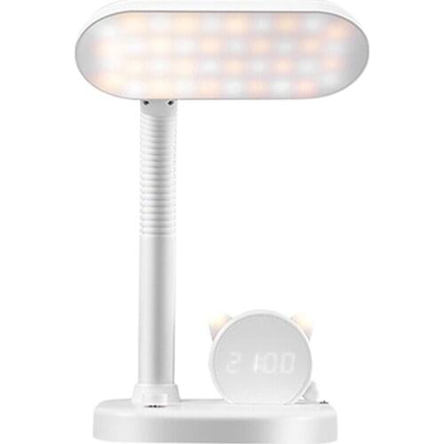 Desk Lamps for Home Office, Cuet Pen Holder Led Small Portable Study Dorm Cat Reading Desk Light,Clock Eye Protection