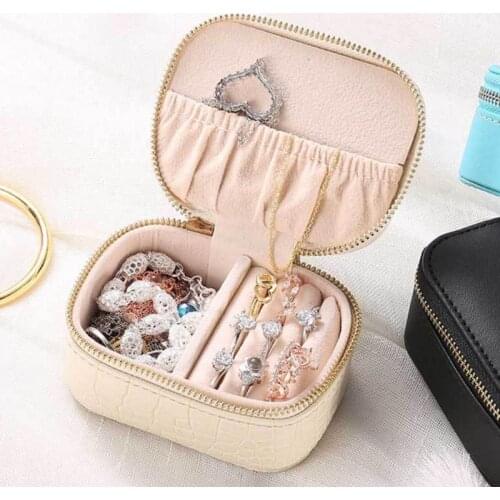 2021 New European Style Jewelry Box Faux Leather Earrings Necklace Bracelet Storage Case