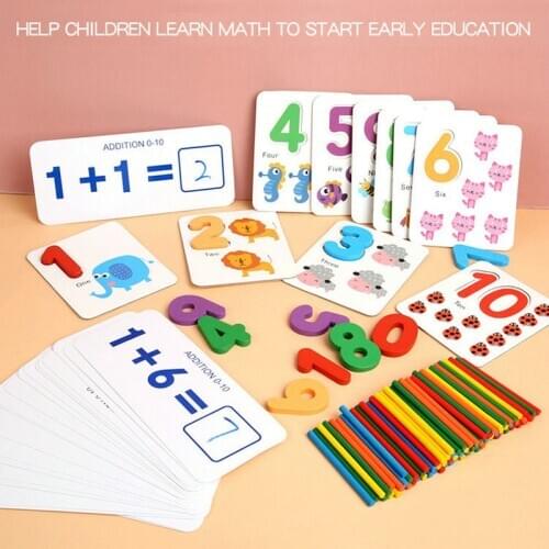 Kids Math Mathematics Learning Toy Wood Teaching Aid Early Educational Puzzle Game Toys Set baby Alphabet and Number Learning