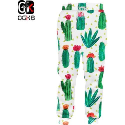 OGKB New Arrival Unisex Casual Sweat Pants Women/mens Funny Print Cacti 3D Sweatpants Jogger Haren Pants Full Length Homme