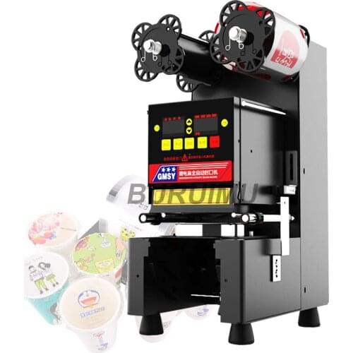 Semi-Automatic Plastic Paper Bubble Tea Cup Sealing Machine Electric Cup Sealer For Milk Tea Shop