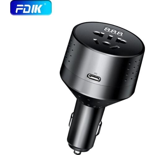 FDIK 12V/24V to 110V/220V Car Converter Power Inverter 100W Voltage Display Auto With USB Charger QC3.0 Car Inverter Accessories