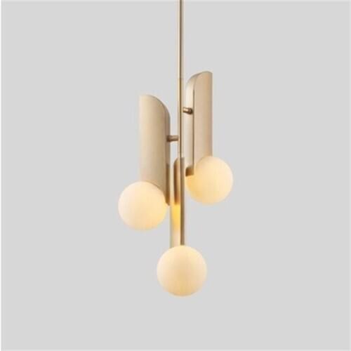 Scandinavian Minimum Gold Chandelier Art White Glass Ball Brass Cafe Research Chandelier