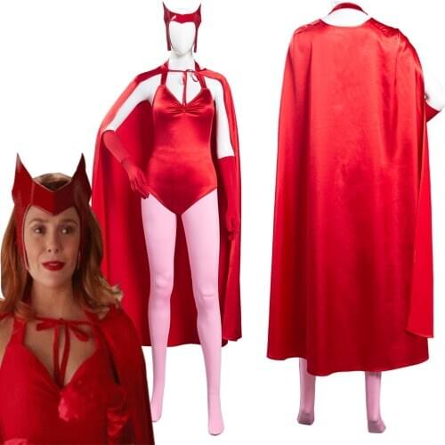 Wanda Vision Scarlet Witch Wanda Maximoff Cosplay Costume Women Jumpsuit Outfits Halloween Carnival Suit