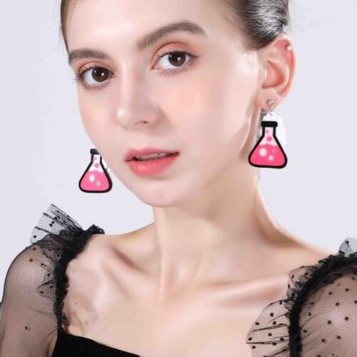 Women Punk Earrings Cartoon bottle Pandent Earrings Charm Hip Hop Girls Gift Cute Stud acrylic jewelry Evening Party Earring