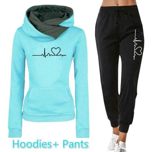 Women Tracksuit Hoodie 2 Piece Set Letter Print Sweatshirt and Sweatpants Suit Casual Jogging Tracksuit Winter Outfits