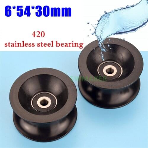 1pcs 6*54*30mm U groove roller, 25mm diameter track, plastic 636 stainless steel bearing, pulley POM guide wheel