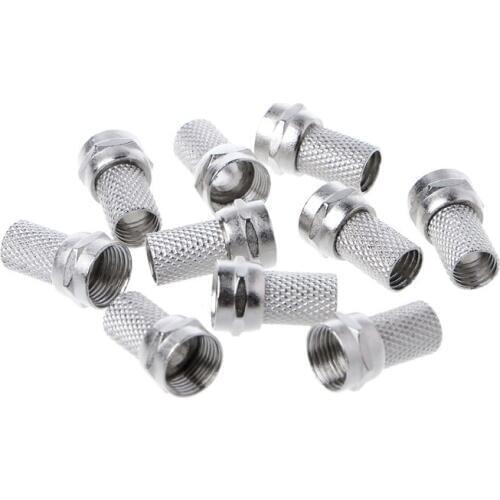 10 Pcs 75-5 F Connector Screw On Type For RG6 Satellite TV Antenna Coax Cable Twist-on L15