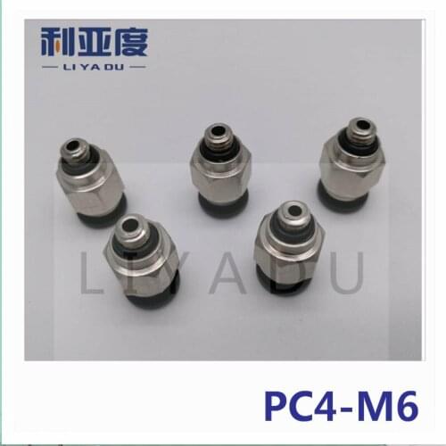 10PCS / lot PC4-M6 Bore 4mm For 4mm PTFE Tube Black/White/fast joint / pneumatic connector / copper connector / thread