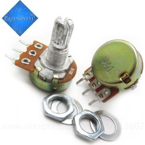 10pcs/lot WH148 15mm Shaft Amplifier Dual Stereo Potentiometer B1K B2K B5K B10K B20K B50K B100K B500K 3Pin 1K 2K 5K 10K 50K 100K