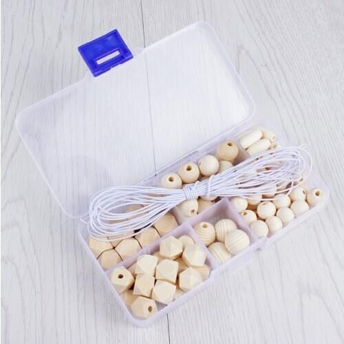190Pcs/Lot Natural Round Geometry Hexagon Wooden Beads Baby Teether Toys Set DIY Nursing Jewelry Combination Package Blending
