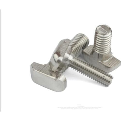 20pcs 40 Series M8 Hammer Head T-slot M8*16/20/25/30/35/40mm T Bolt Screw Nickel Plated For 4040 Aluminum Profile