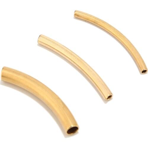 20pcs Gold Tone Stainless Steel Long Bent Tube Beads 6*40mm for Bracelet Necklace Handmade DIY Jewelry Making Findings