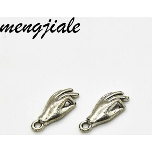 35pcs Antique Silver Tone 3D Hand Charms fit Jewellery Bracelet Pendant Accessories 16*7mm