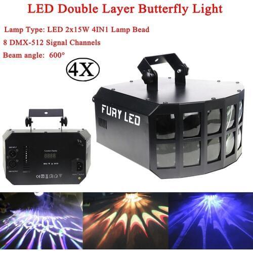 4Pcs/Lot Mini LED Beam 2x15W RGBW 4IN1 Double Butterfly Light LED Stage Light Good For Parties DJ Disco Wedding Decoration
