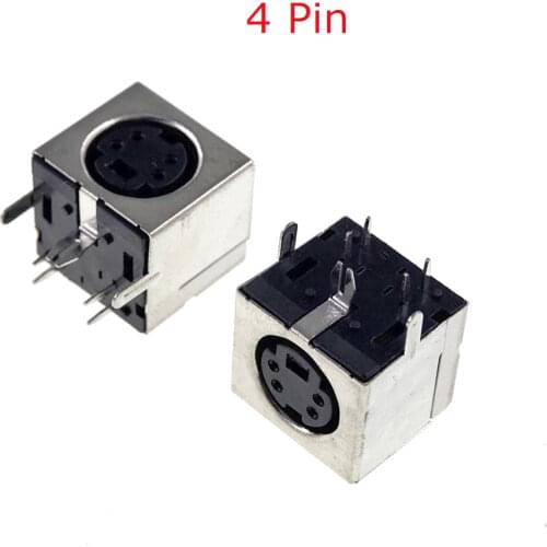 5pcs PCB Mount 4 Pin Female S Jack DVD Mini Din Sockets Connectors shielded Right Angle DIP Mini Circular DIN Receptacle Socket