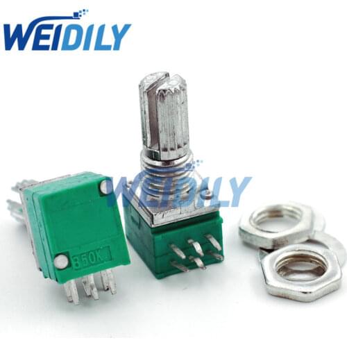 5PCS/LOT 6pin RK097G B50K B503 50K dual potentiometer with switch audio power amplifier sealing potentiometer Handle Length 15MM