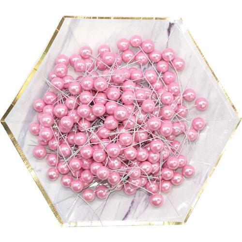 50pcs/lot Plastic Mini Pearl Stamens Artificial Flower Fruit Stamen Cherry For Christmas Wedding DIY Gift Boxes Garland Decor