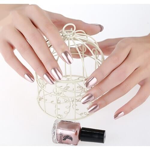 6ml Mirror Effect Nail Gel Polish Varnish Base Coat Silver Gold Mirror Metal Shinny Nail Art Polish