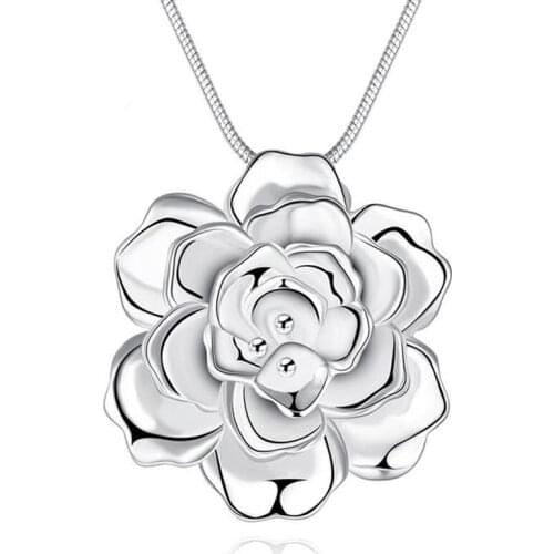 925 Silver Free Shipping Fashion Classic Simple Gorgeous Beautiful Flower Pendant Necklace 2021 Trendy Exquisite Jewelry