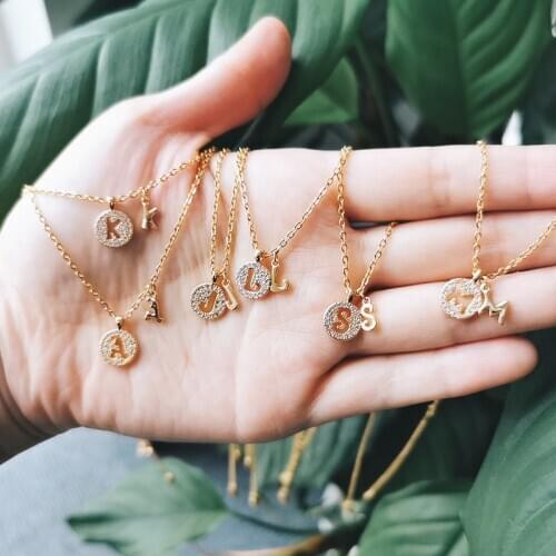 A-Z Letter Pendant Necklace For Women Shinning Micro Pave Charm Zircon 26 Initial Alphabet Necklace Collares Hip Hop Jewelry BFF