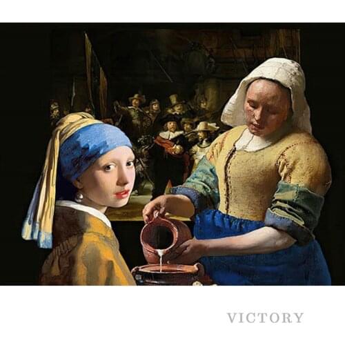 5D Diy Diamond Painting The Milkmaid Full Square Diamond Embroidery Rhinestones Mosaic Picture Johannes Vermeer Serie Wall Decor