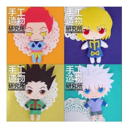 Anime Hunter x Hunter Hisoka Killua Zoldyck Kurapika Cosplay Material Package Mini Plush Doll Keychain Pendant Toy DIY Handmade