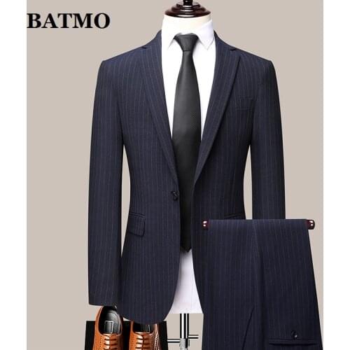 BATMO 2021 new arrival autumn high quality striped suits men,wedding dress,plus-size M-4XL 507