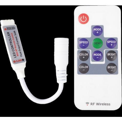 DC5-24V Mini 10key RF Wireless Remote Switch Controller With Mini LED Dimmer For Flexible Tape RGB 5050/3528 LED Strip Light 1PC