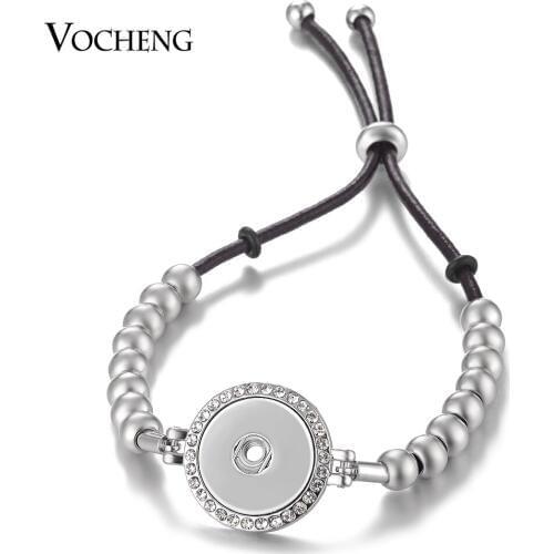 CCB Beads Ginger Snap Bracelet Adjustable for Women 2 Styles 18mm Button Charms Jewelry NN-564