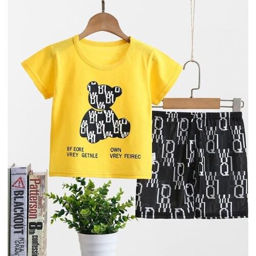 1-6 Years Toddler Baby Boys Summer Clothes Kids Girls Cartoon Bear Print T-shirt + Shorts 2pcs/ Set Childrens Casual Costume