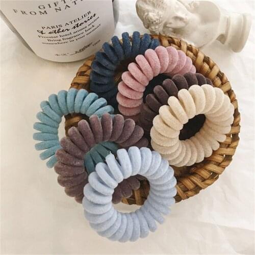 Elastic Knit Telephone Wire Hair Bands Girl Woman Hair Accessories Rubber Band Headwear Hair Rope Spiral Shape Hair Ties