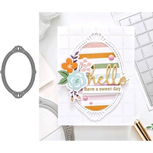 Elliptical Fancy Frame Cutting Dies Stamp Dies Scrapbooking Mold Cut DIY Handmade Tools Craft Decoration Metal Die Cuts New 2021