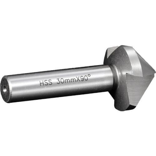 1pc 30mm Chamfer Tool HSS Three Flute 90 Degree Round Shank Countersink Bit Deburring Chamfering Miliing Cutter Tool