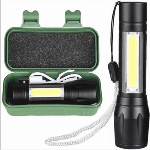 Flashlight USB Rechargeable XPE Flashlights Portable Lantern Powerful 3 Modes Telescopic Zoom Torch For Camping Night Lighting