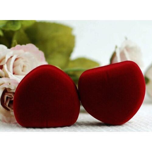 Hot Sale Heart Shape Single Ring Velvet Box 6pcs/lot Fashion Jewelry Earrings Ring Display Packing Box External Size 5x4.3x4.3cm