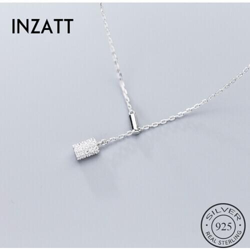 INZATT Real 925 Sterling Silver Zircon cylinder Choker Necklace For Fashion Women Party Minimalist Fine Jewelry Cute Accessories