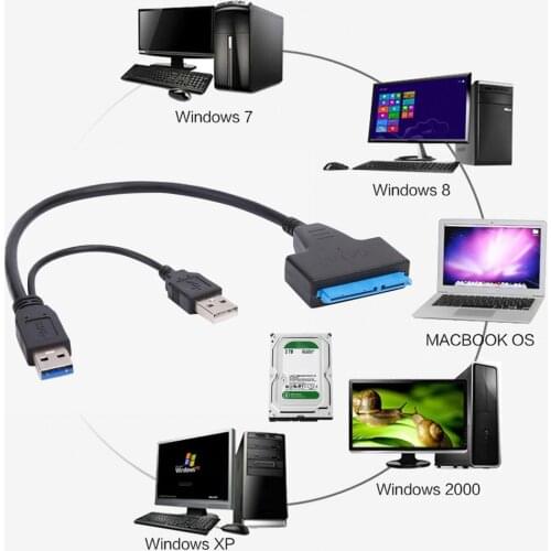 USB SATA 3 Cable Sata To USB 3.0 Adapter UP To 6 Gbps Support 2.5 Inch External SSD HDD Hard Drive 22 Pin Sata Dual USB Adapter