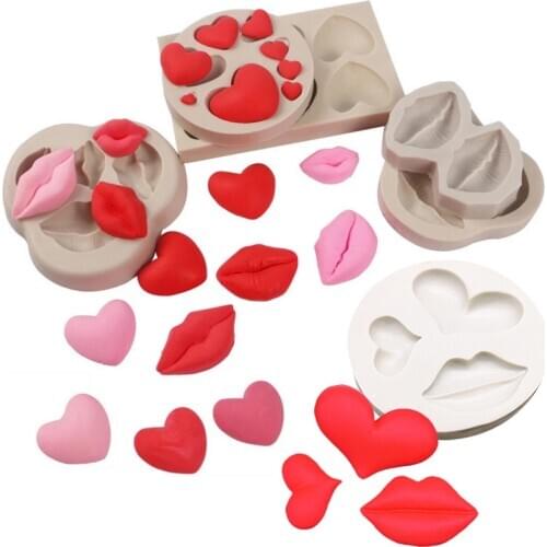 Lip Heart LOVE Shapes Silicone Mold Sugarcraft Cookie Cupcake Chocolate Baking Mold Fondant Cake Decorating Tools