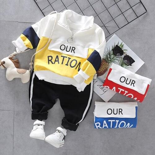 Baby Boys Clothing Sets Spring Autumn Cotton Letter Boys Clothes Sets Children Full Sleeve Kids Clothing For 1-4 Years Old